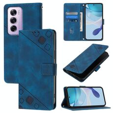 Per OPPO Reno12 Pro Custodia per telefono in pelle goffrata effetto pelle globale (blu)