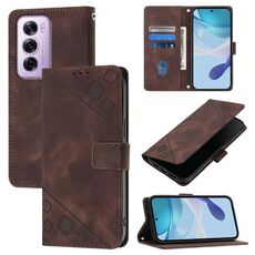 Per OPPO Reno12 Pro Custodia per telefono in pelle goffrata effetto pelle globale (marrone)