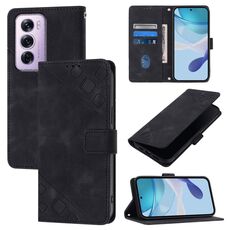 Per OPPO Reno12 Pro Custodia per telefono in pelle goffrata effetto pelle globale (nero)