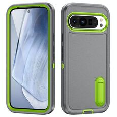 Per PC robusto Google Pixel 9 + custodia per telefono in silicone con supporto (grigio + verde fresco)