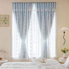 2 x 1,5 m Tende autoadesive oscuranti alte per balcone camera da letto senza perforazione (azzurro cielo)