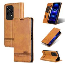 Custodia per telefono in pelle con texture di vitello magnetica per Honor 200 Lite Global AZNS (marrone chiaro)