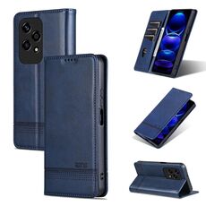 Custodia per telefono in pelle con texture di vitello magnetica per Honor 200 Lite Global AZNS (blu scuro)