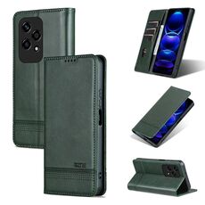 Custodia per telefono in pelle con texture di vitello magnetica per Honor 200 Lite Global AZNS (verde scuro)