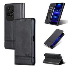 Custodia per telefono in pelle con texture di vitello magnetica per Honor 200 Lite Global AZNS (nero)