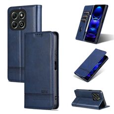 Custodia per telefono in pelle con texture di vitello magnetica per Honor X6b AZNS (blu scuro)