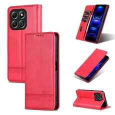 Custodia per telefono in pelle di vitello con texture magnetica per Honor X6b AZNS (rosso)