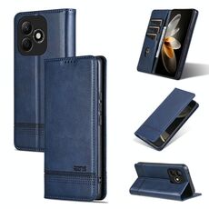 Custodia per telefono in pelle con texture di vitello magnetica per Honor X60i AZNS (blu scuro)