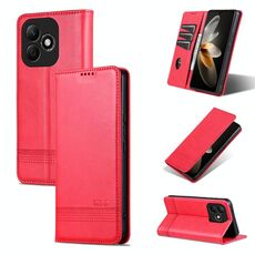 Custodia per telefono in pelle di vitello con texture magnetica per Honor X60i AZNS (rosso)