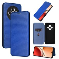 Per OPPO Reno12 F 5G / 4G Custodia in pelle con texture in fibra di carbonio (blu)