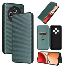 Per OPPO Reno12 F 5G / 4G Custodia in pelle con texture in fibra di carbonio (verde)