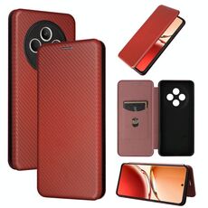 Per OPPO Reno12 F 5G / 4G Custodia in pelle con texture in fibra di carbonio (marrone)