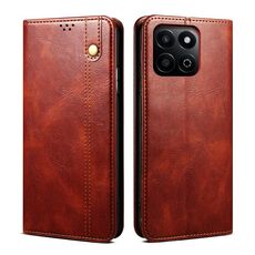 Custodia per telefono in pelle con texture Crazy Horse per Honor Play 60 Plus Global Oil Wax (marrone)