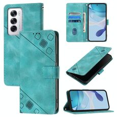 Per OPPO Reno12 5G Custodia per telefono in pelle goffrata effetto pelle globale (verde)