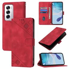 Per OPPO Reno12 5G Custodia per telefono in pelle goffrata effetto pelle globale (rosso)