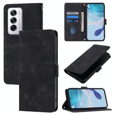 Per OPPO Reno12 5G Custodia per telefono in pelle goffrata effetto pelle globale (nero)