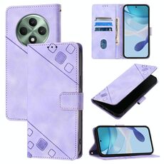Per OPPO Reno12 F 5G Custodia per telefono in pelle goffrata effetto pelle globale (viola chiaro)