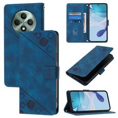 Per OPPO Reno12 F 5G Custodia per telefono in pelle goffrata effetto pelle globale (blu)