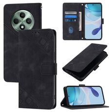 Per OPPO Reno12 F 5G Custodia per telefono in pelle goffrata globale con sensazione di pelle (nera)