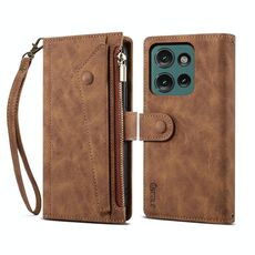 Per Motorola Moto G75 5G ESEBLE Retro Frosted RFID Custodia in pelle per telefono (marrone)