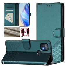Per Infinix Hot 10i Custodia per telefono in pelle con stampa a nido d'ape RFID (verde pavone)