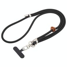 Cordino da collo per cellulare con fibbia in argento regolabile anti-smarrimento da 8 mm (nero)