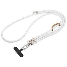 Cordino da collo per cellulare con fibbia in argento regolabile anti-smarrimento da 8 mm (bianco misto)