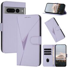Per Google Pixel 7 Pro Custodia per telefono in pelle con fibbia a motivo triangolare (viola chiaro)