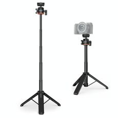 PULUZ Mini Phone Camera Extension Treppiede Stand 360 gradi testa a sfera Cold Shoe Selfie Stick (nero)