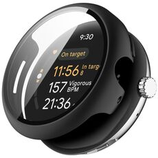 Per Google Pixel Watch 3 41mm PC + Pellicola temperata Custodia protettiva per orologio integrata (nero)