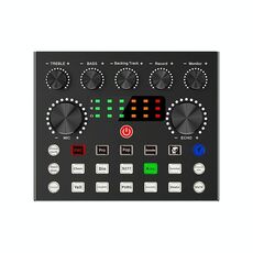V8S Audio Mixer Live Voice Changer Scheda audio esterna, colore: nero