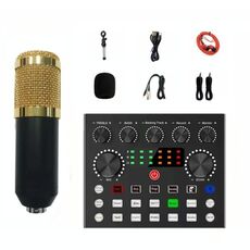 V8S Audio Mixer Live Voice Changer Scheda audio esterna, colore: set di triangoli dorati