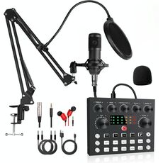 V8S Audio Mixer Live Voice Changer Scheda audio esterna, colore: nero Set cantilever