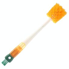 Spazzola per tazze multifunzionale 5 in 1 Spazzola per la pulizia delle scanalature del coperchio della tazza della bottiglia di lavaggio delle carote lunghe (rosso-arancione)