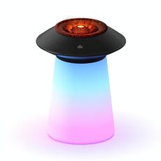 HX126 Sound Pickup RGB Light Volcano Umidificatore Fiamma simulata Macchina per aromaterapia, Colore: Nero