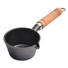 Mini padella per olio bollente con manico in legno, pentola in ghisa, padella per frittata, calibro: 11x5 cm
