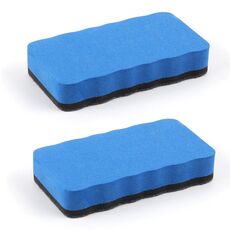 2 pezzi/confezione gomma per lavagna magnetica in feltro EVA con bordo ondulato rettangolare, 10,2x5,5x2 cm (blu)