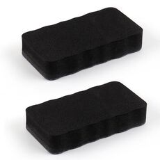 2 pezzi/confezione gomma per lavagna magnetica in feltro EVA con bordo ondulato rettangolare, 10,2x5,5x2 cm (nero)