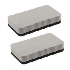 2 pezzi/confezione gomma per lavagna magnetica in feltro EVA con bordo ondulato rettangolare, 10,2x5,5x2 cm (grigio)