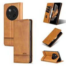 Custodia per telefono in pelle di vitello magnetica con texture Flip per Honor X60 Pro AZNS (marrone chiaro)