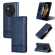 Custodia per telefono in pelle con texture di vitello magnetica per Honor X60 Pro AZNS (blu scuro)