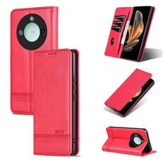 Custodia per telefono in pelle con texture di vitello magnetica per Honor X60 AZNS (rosso)