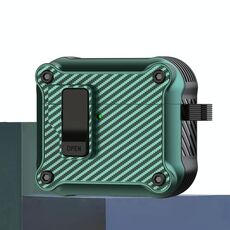 Per AirPods 4 Custodia protettiva per auricolari con interruttore automatico magnetico in fibra di carbonio (verde)
