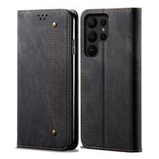 Per Samsung Galaxy S24 Ultra 5G Denim Texture Casual Style Custodia in Pelle Flip Orizzontale (Nero)