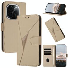 Per vivo iQOO Z9s Pro Custodia in pelle con fibbia a motivo triangolare (oro)