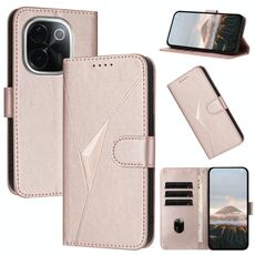 Per vivo iQOO Z9s Pro Custodia in pelle con fibbia a motivo triangolare (oro rosa)