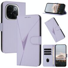 Per vivo iQOO Z9s Pro Custodia in pelle con fibbia a motivo triangolare (viola chiaro)