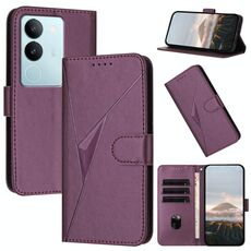 Per vivo S17 Custodia per telefono in pelle con fibbia a motivo triangolare (viola scuro)