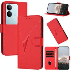 Per vivo S17 Custodia per telefono in pelle con fibbia a motivo triangolare (rosso)