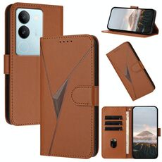 Per vivo S17 Custodia per telefono in pelle con fibbia a motivo triangolare (marrone)
